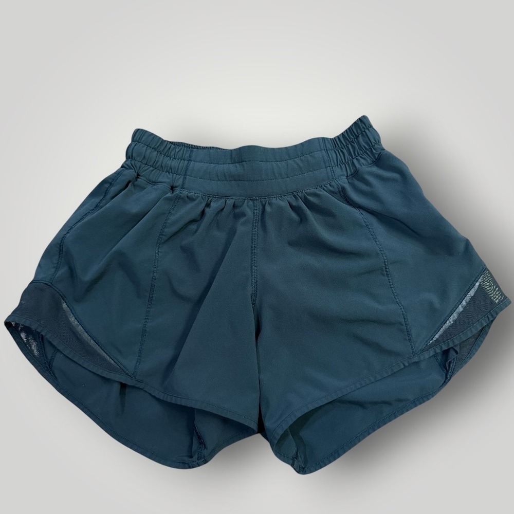 Lululemon Hotty Hot High-Rise Lined Short 4" Teal Green W7ARLT Womens Size 2